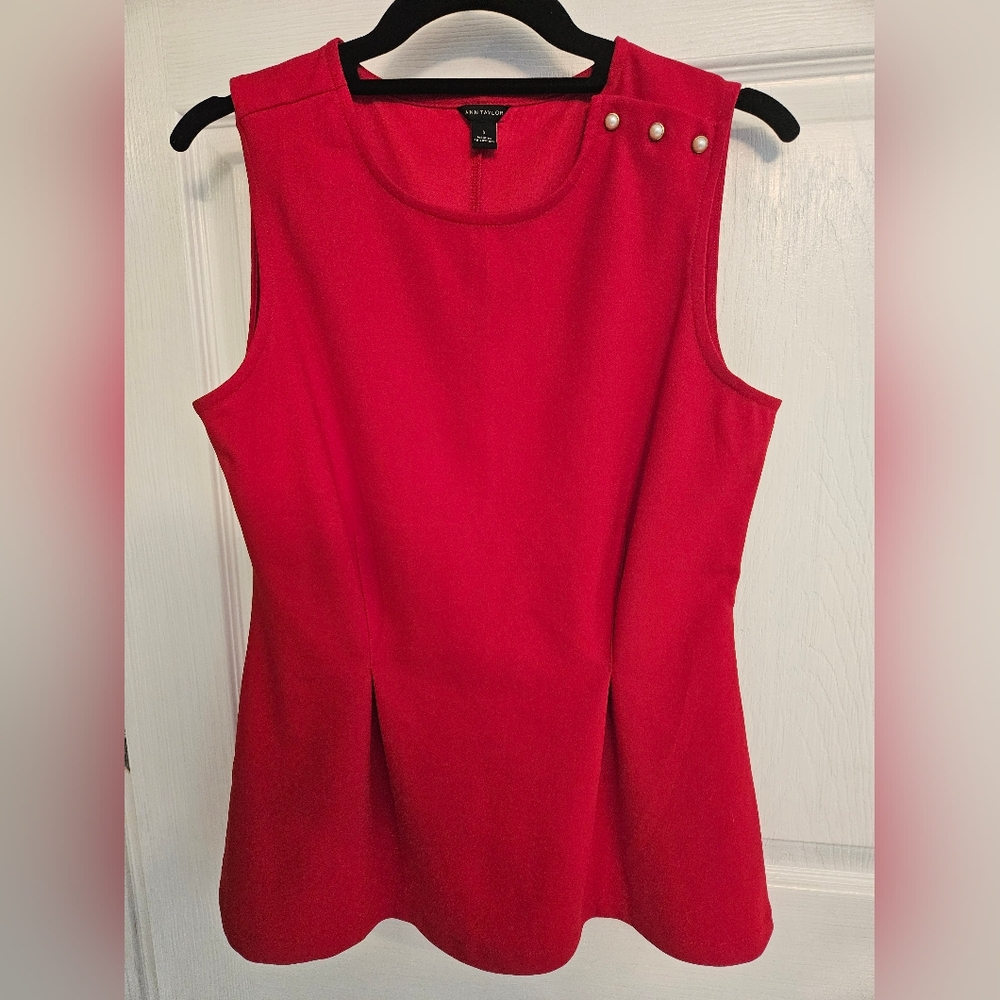 Ann Taylor Red Peplum Top Medium